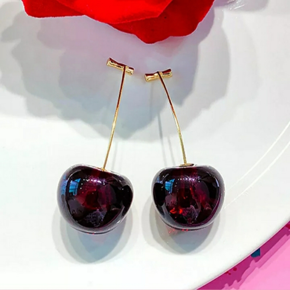 18k Gold Plated Cherry Drop Earrings